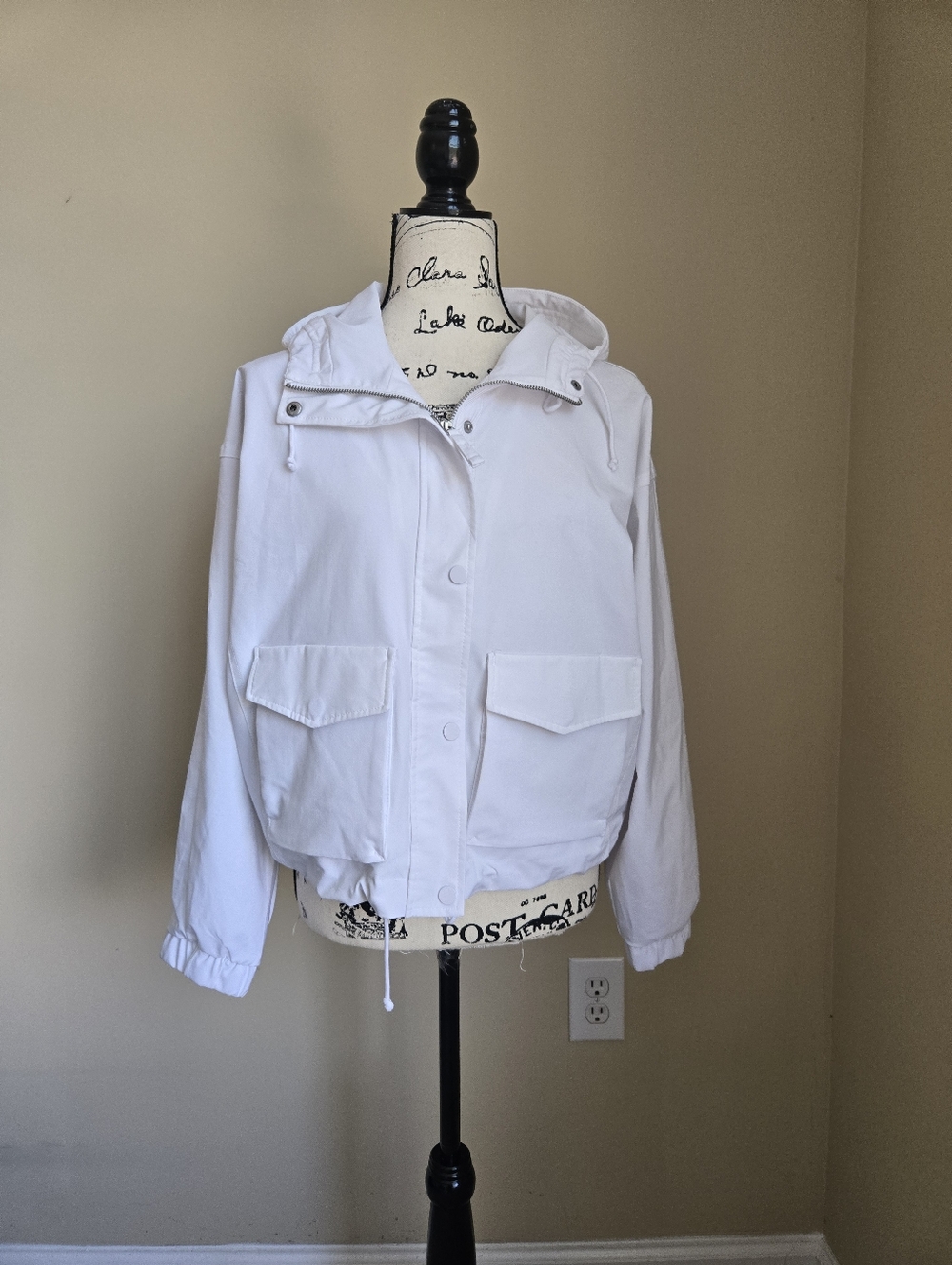 Abercrombie & Fitch Jacket Womens S White Bomber Style Windbreaker